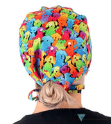 Classic Cotton Surgical Scrub Cap - American-Made with Sweatband - Prismatic Pooch Party Surgical Scrub Caps