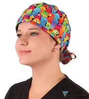 Classic Cotton Surgical Scrub Cap - American-Made with Sweatband - Prismatic Pooch Party Surgical Scrub Caps