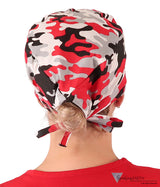 Classic Cotton Surgical Scrub Cap - American-Made with Sweatband - Red Grey Black & White Camouflage Classic Surgical