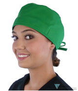 Classic Cotton Surgical Scrub Cap - American-Made with Sweatband - Solid Kelly Green Surgical Scrub Caps