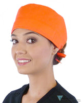 Classic Cotton Surgical Scrub Cap - American-Made with Sweatband - Solid Orange Surgical Scrub Caps