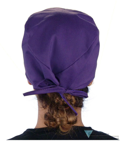Classic Cotton Surgical Scrub Cap - American-Made with Sweatband - Solid Purple Surgical Scrub Caps