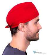 Classic Cotton Surgical Scrub Cap - American-Made with Sweatband - Solid Red Surgical Scrub Caps