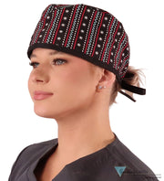 Classic Cotton Surgical Scrub Cap American-Made with Sweatband - Winter Sweater with Black Ties Surgical Scrub Caps