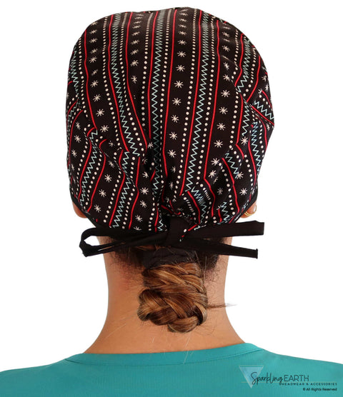 Surgical Scrub Cap - Winter Sweater with Black Ties - Surgical Scrub Caps - Sparkling EARTH