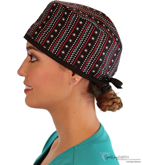 Surgical Scrub Cap - Winter Sweater with Black Ties - Surgical Scrub Caps - Sparkling EARTH