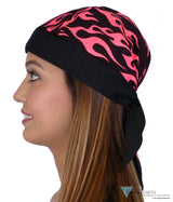 Classic Skull Cap - Pink Neon Flames on Black - Sparkling EARTH