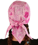 Classic Skull Cap - Pink Ribbon Squares Caps