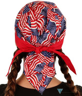 Classic Skull Cap - Small Tossed US Flag with Red Band - Sparkling EARTH