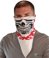 Cotton Biker Tri-Danna Face Mask: Style, Comfort and Protection - Skull Jaw with Red Flames - Tri-Danna Masks - Sparkling EARTH