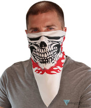 Cotton Biker Tri-Danna Face Mask: Style, Comfort and Protection - Skull Jaw with Red Flames - Tri-Danna Masks - Sparkling EARTH