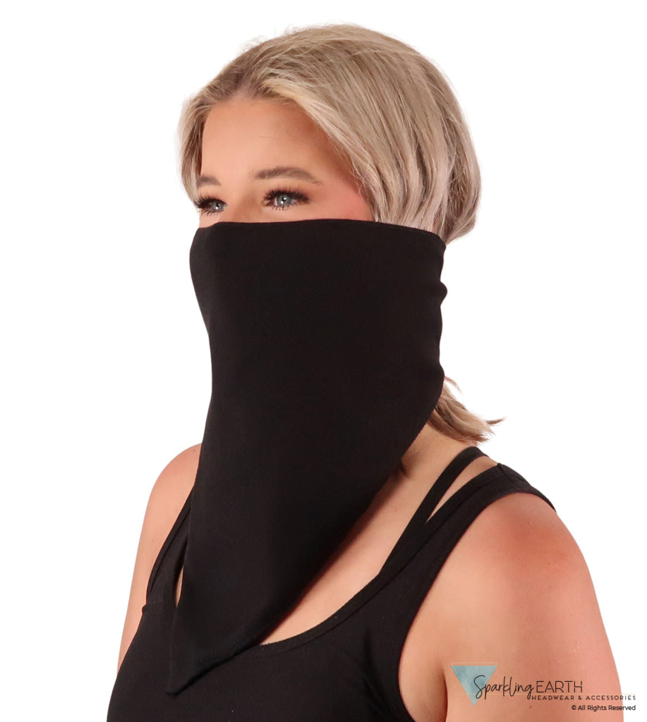 Cotton Biker Tri-Danna Face Mask: Style Comfort and Protection - Solid Black Bandanas