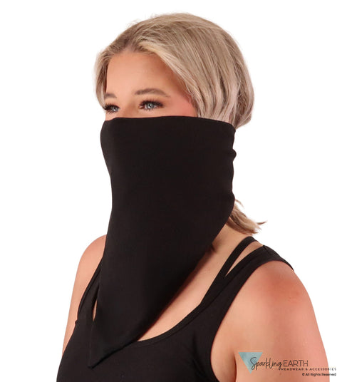 Cotton Biker Tri-Danna Face Mask: Style Comfort and Protection - Solid Black Bandanas