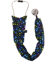 Stethoscope Cover - Blue, Green & Purple Dots on Black