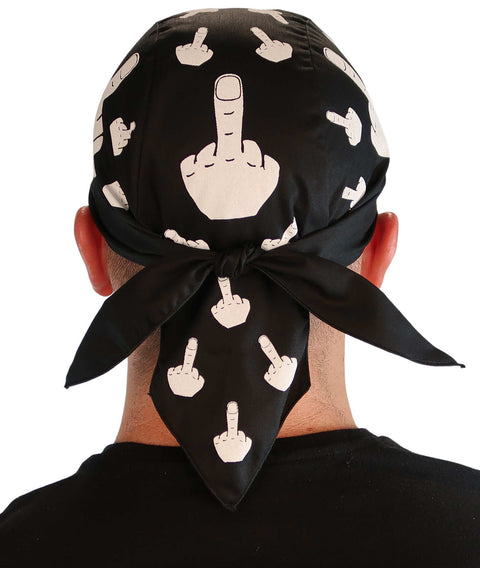 Breathable Cotton Skull Caps - White Bird Finger on Black - Classic Skull Caps - Sparkling EARTH