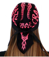 Classic Skull Cap - Neon Crazy Bitch on Black