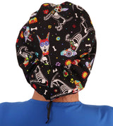 Riley Comfort Scrub Cap - X-Ray Dogs on Black