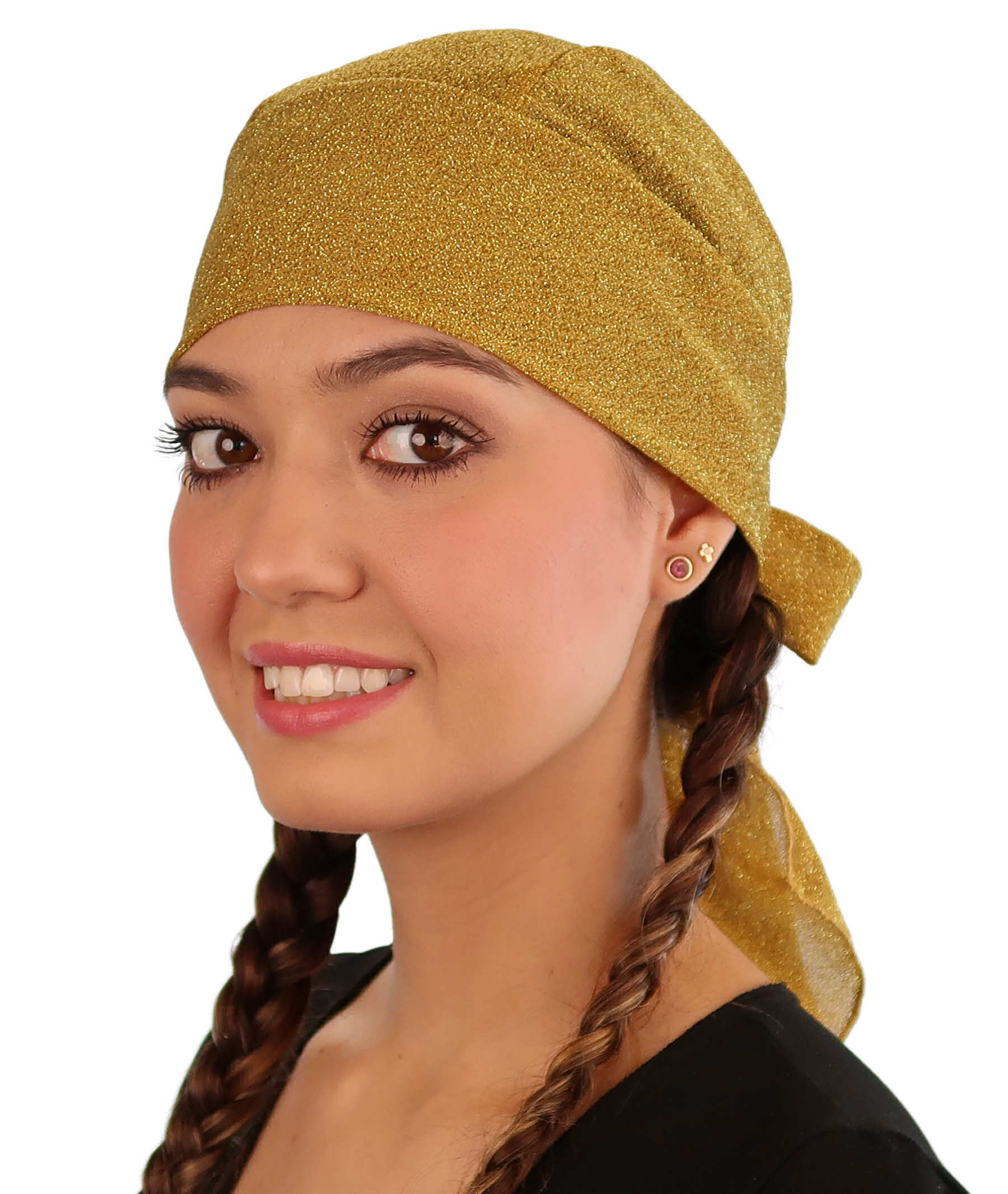 Golden High Fashion Skull Caps: Sparkle & Shine - Gold Thread on Gold High Fashion Skull Caps