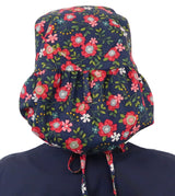 Big Hair Surgical Scrub Cap - Precious Primrose on Navy