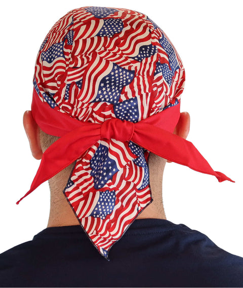 Classic Skull Cap - Small Tossed US Flag with Red Band