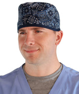 Surgical Scrub Cap - Bandana Bonanza with Navy Ties