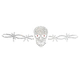 Embellished Classic Skull Cap - Black Skull Cap with Skull & Barbed Wire Rhinestud/Stone Design