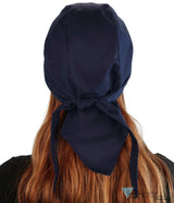 Deluxe Extra Deep Skull Cap – Terry Sweatband Adjustable Fit - Made in USA - Solid Navy Deluxe Skull Caps