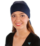 Deluxe Extra Deep Skull Cap – Terry Sweatband Adjustable Fit - Made in USA - Solid Navy Deluxe Skull Caps