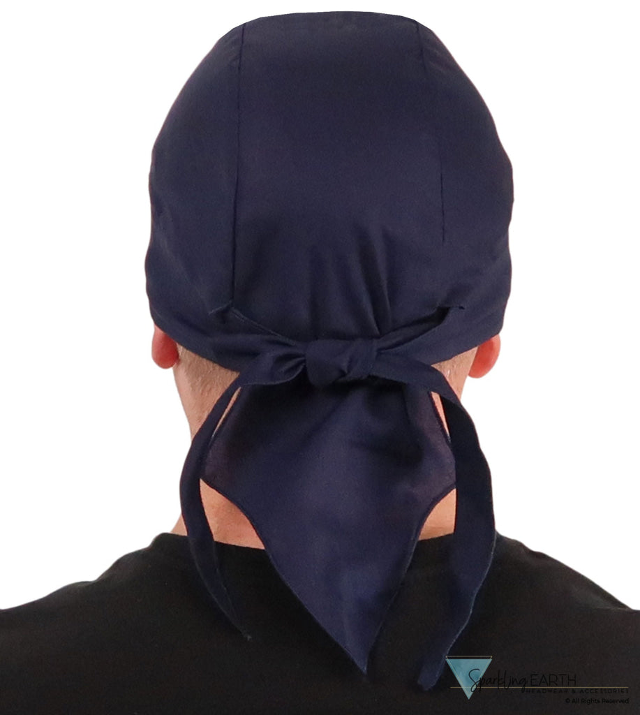 Deluxe Extra Deep Skull Cap – Terry Sweatband Adjustable Fit - Made in USA - Solid Navy Deluxe Skull Caps