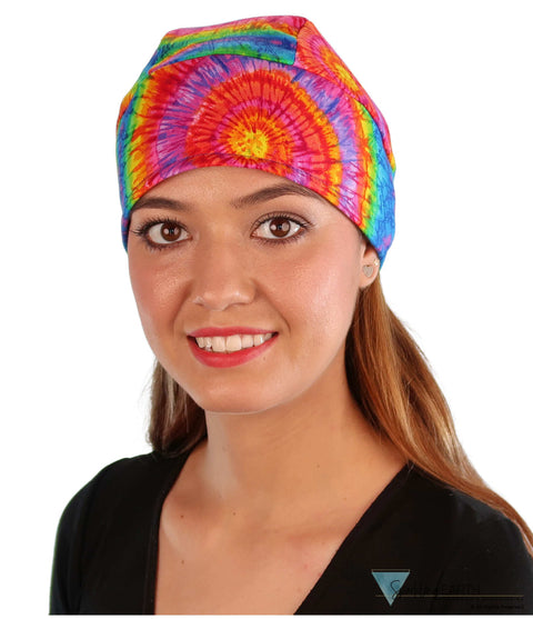 Deluxe Extra Deep Skull Cap – Terry Sweatband Adjustable Fit - Made in USA - Tie Dye Extra Deep Deluxe Skull Caps