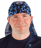 Desert Skull Cap-Liquid Blue Flames On Black Caps