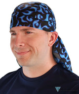 Desert Skull Cap-Liquid Blue Flames On Black Caps