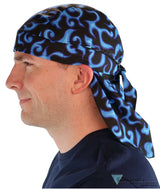 Desert Skull Cap-Liquid Blue Flames On Black Caps