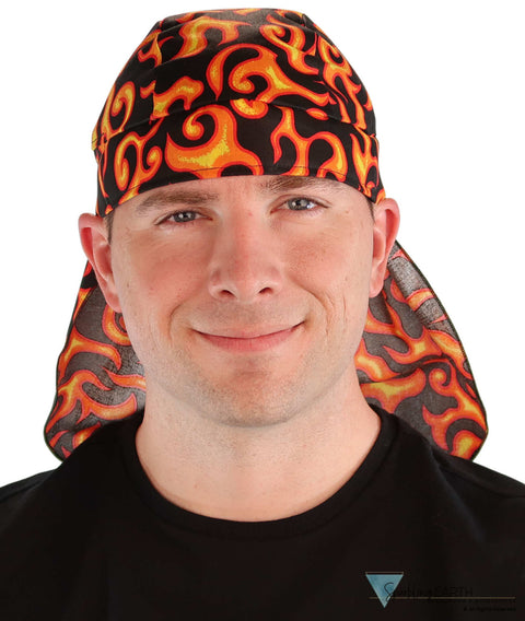 Desert Skull Cap: The Perfect Sun Protection for Outdoor Activities - Liquid Flames on Black - Desert Skull Caps - Sparkling EARTH