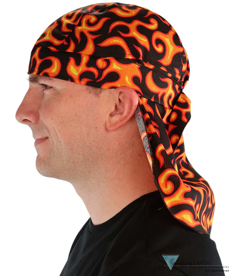 Desert Skull Cap: The Perfect Sun Protection for Outdoor Activities - Liquid Flames on Black - Desert Skull Caps - Sparkling EARTH