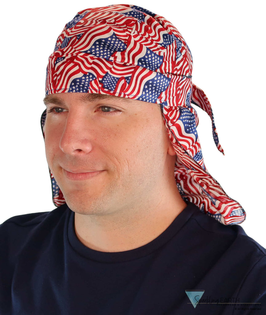 Desert Skull Cap: The Perfect Sun Protection for Outdoor Activities - Small US Flag Tossed Desert Skull Caps