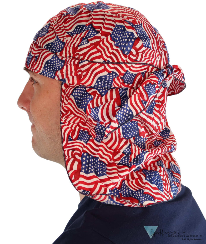 Desert Skull Cap: The Perfect Sun Protection for Outdoor Activities - Small US Flag Tossed Desert Skull Caps