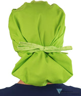 Designer Banded Bouffant Scrub Cap - Lime Green With Dot Band Surgical Caps