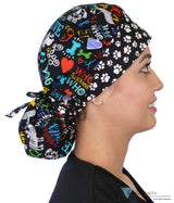 Designer Banded Bouffant Surgical Scrub Cap - I Love My Dog #2 Caps