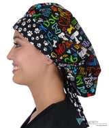 Designer Banded Bouffant Surgical Scrub Cap - I Love My Dog #2 Caps