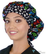 Designer Banded Bouffant Surgical Scrub Cap - I Love My Dog #2 Caps