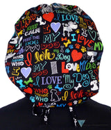 Designer Banded Bouffant Surgical Scrub Cap - I Love My Dog #2 Caps