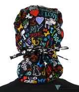 Designer Banded Bouffant Surgical Scrub Cap - I Love My Dog #2 Caps