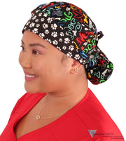 Designer Banded Bouffant Surgical Scrub Cap - I Love My Dog #2 Caps