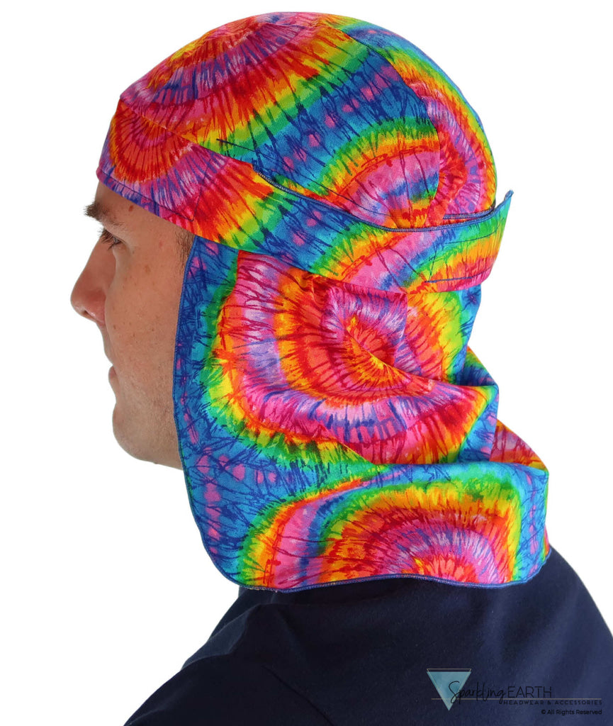 Easy and Cool Sun Protection: Desert Skull Cap - Hook and Loop Tie Dye Desert Skull Caps