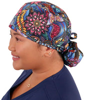 Big Hair Surgical Scrub Cap - Nighttime In The Garden