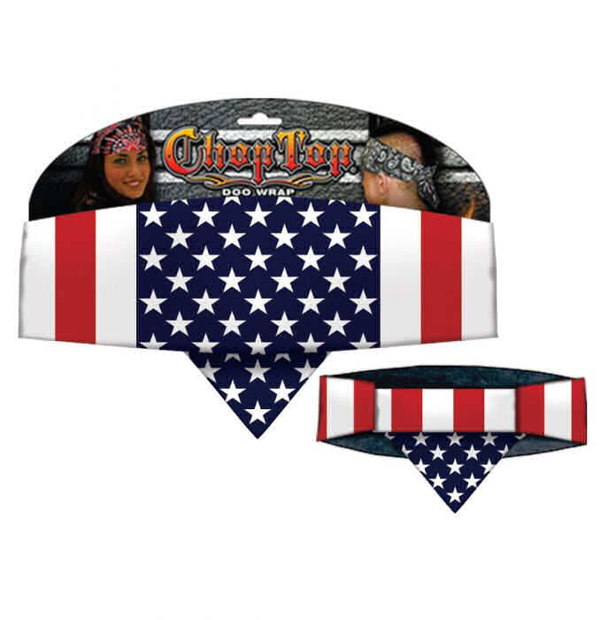 Chop Top Doo Wrap – Bold Biker Fashion Bandana with Lightweight Fit - American Flag