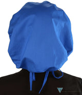 Embellished Banded Bouffant Ponytail Scrub Cap - American Made - Royal Blue Banded Bouffant with Heart Stethoscope