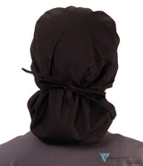 Embellished Big Hair Surgical Cap - Black Big Hair with Medium Pink Ribbon Patch - Big Hair Surgical Scrub Caps - Sparkling EARTH