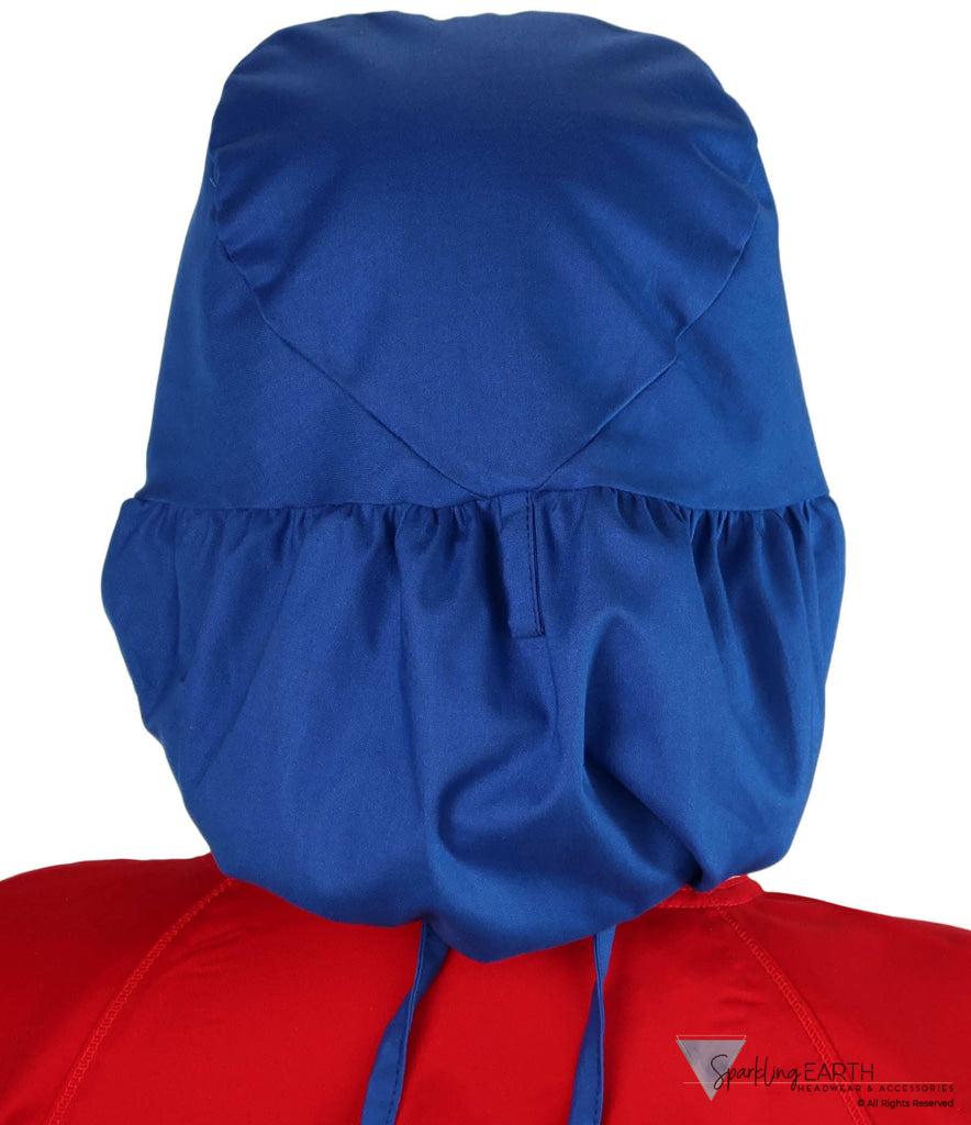 Embellished Big Hair Ponytail Scrub Cap for Long Hair - Made in USA - Royal Big Hair with Heart Stethoscope Patch Big